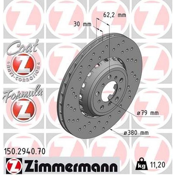 Zimmermann Brake Disc - Fusion Z/Coated, 150.2940.70 150.2940.70